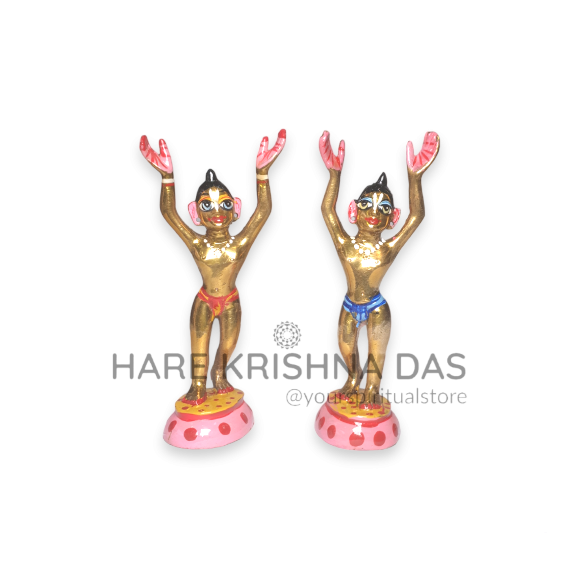 Gaura Nitai Deities Oval Base (Brass 4")