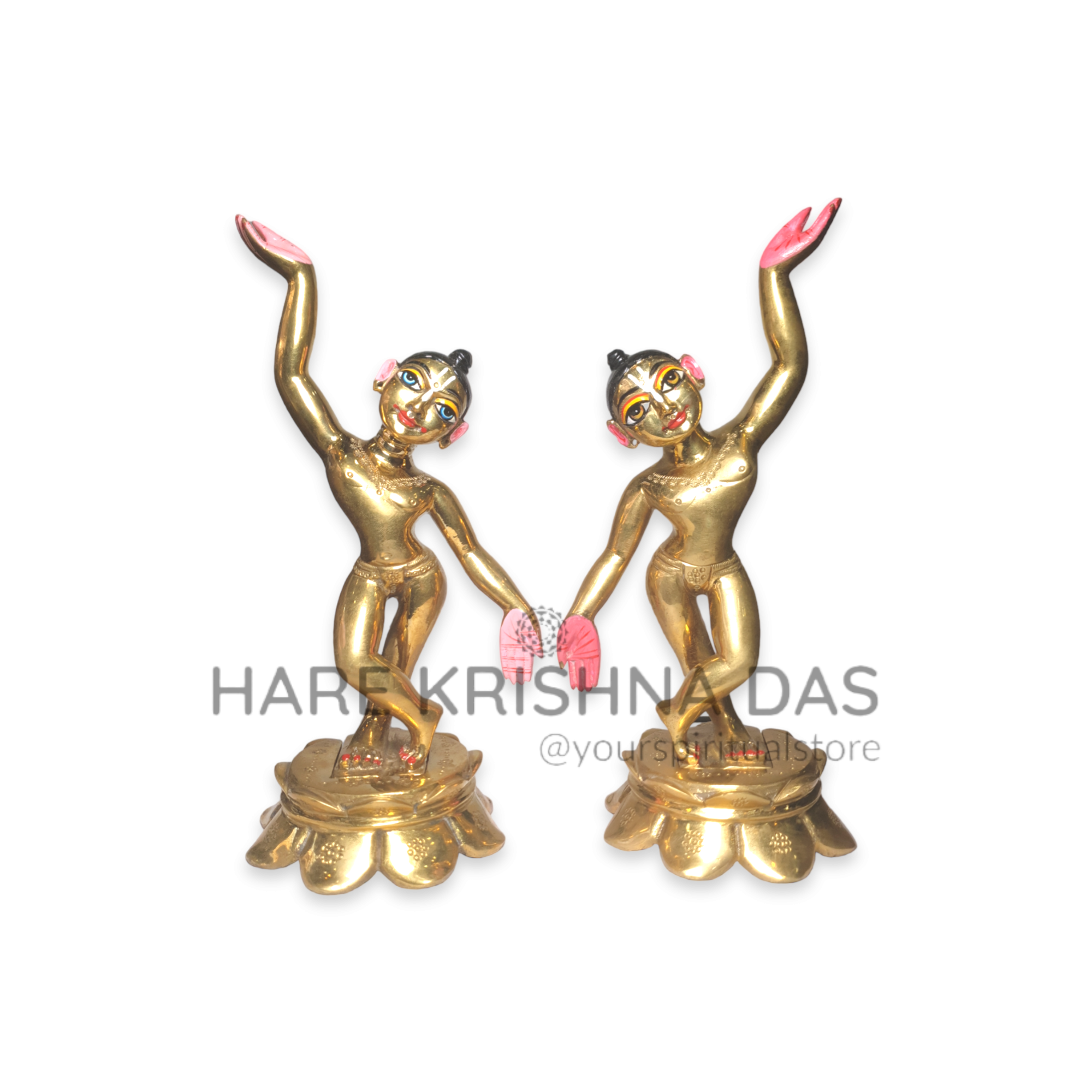 Gaura Nitai Deities Lotus Base (Brass 7")