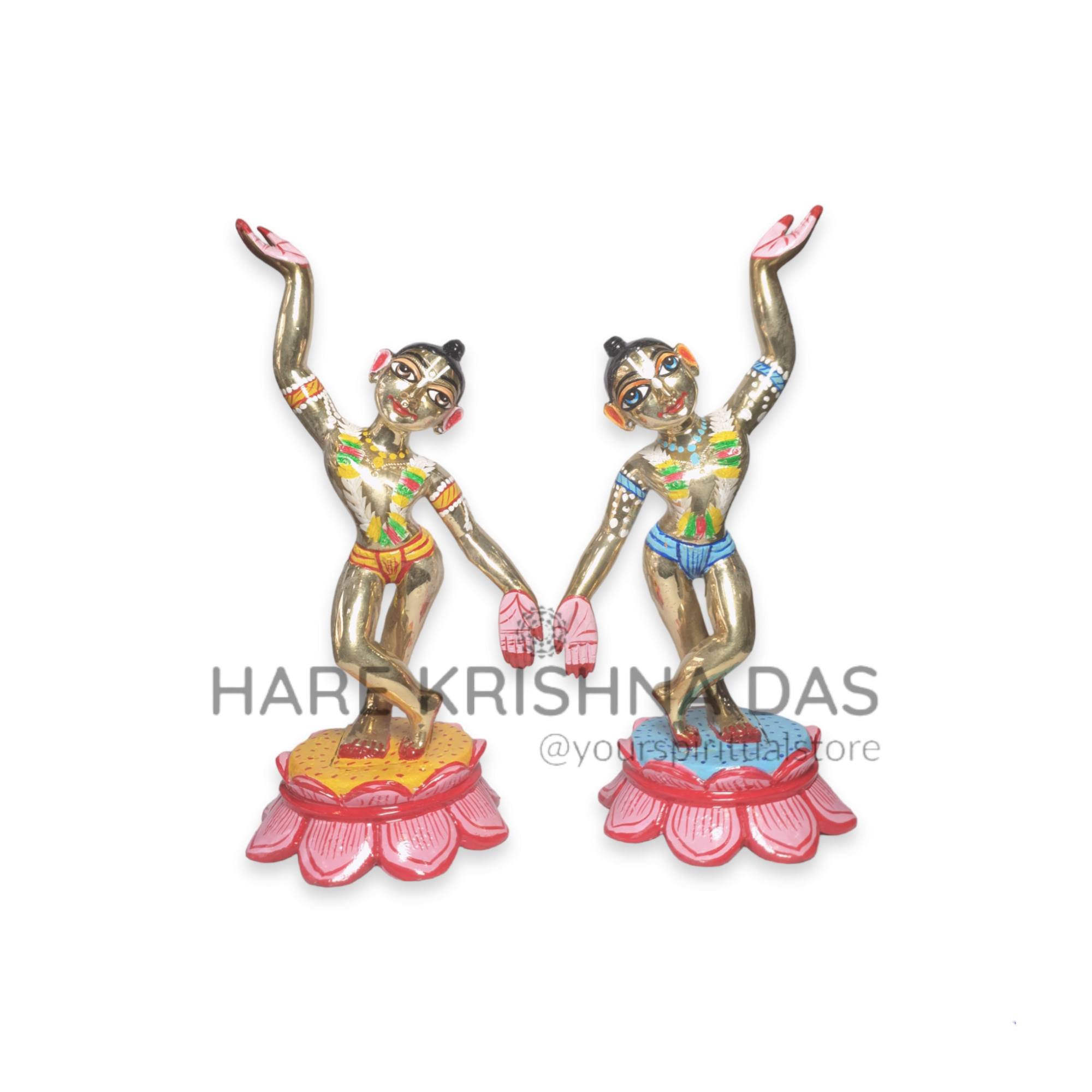 Gaura Nitai Deities Lotus Base (Brass 7")