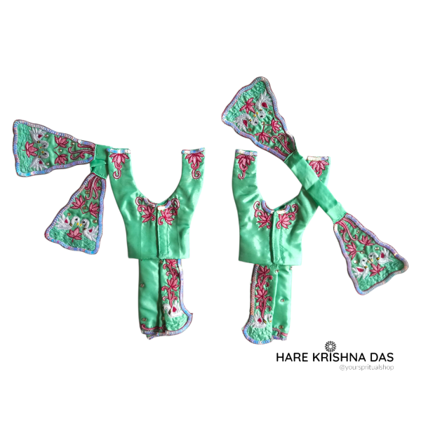 Gaur Nitai Sea Green Color Hand Embroidery Dress (2"-6")