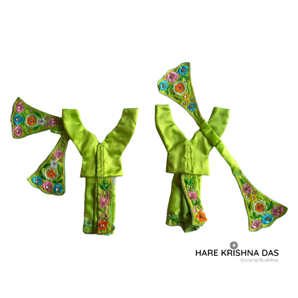 Gaur Nitai Green Color Hand Embroidery Dress (2"-6")