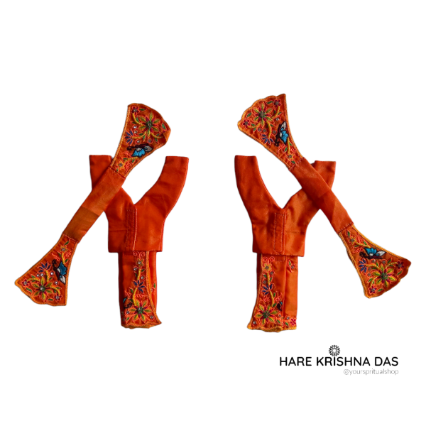 Gaur Nitai Orange Color Hand Embroidery Dress (2"- 5")