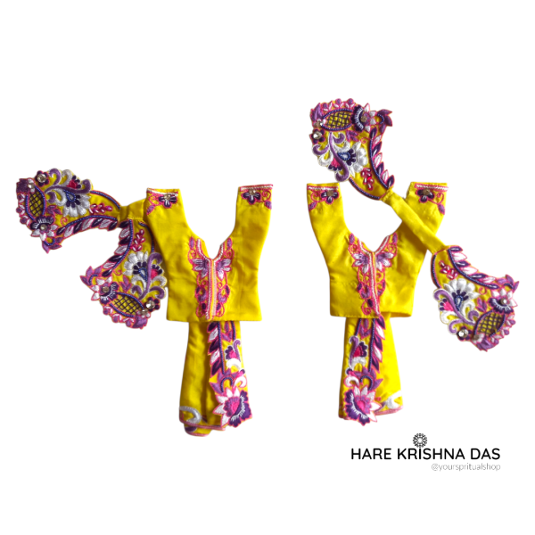 Gaur Nitai Yellow Color Hand Embroidery Dress (2"-6")