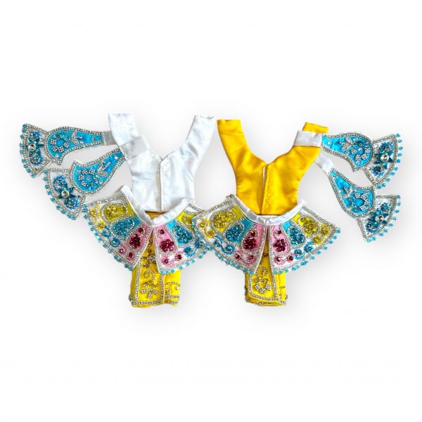 Gaur Nitai Yellow & White Color Hand Embroidery Dress (2"-6")