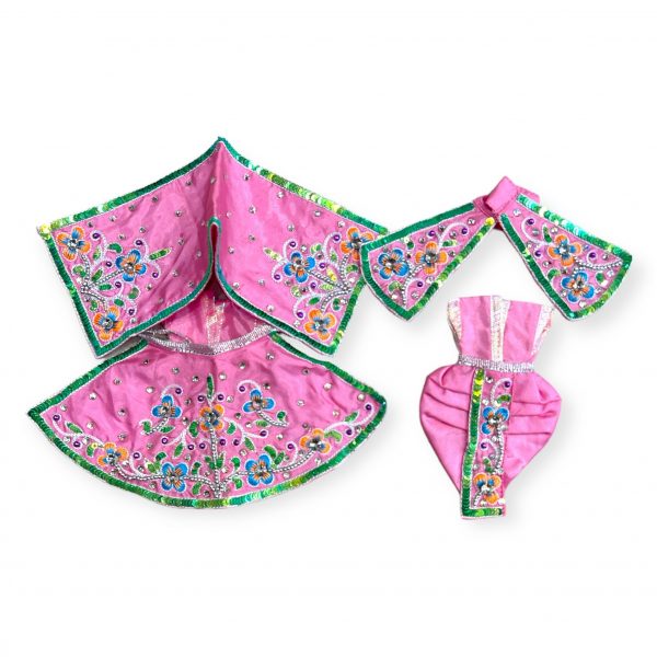 Radha Krishna Pink Color Embroidery Dress 3"-5"
