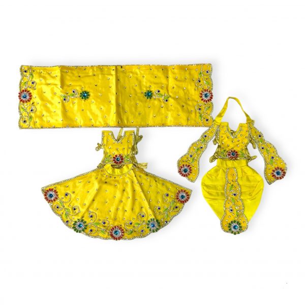 Radha Krishna Yellow Color Embroidery Dress 8"