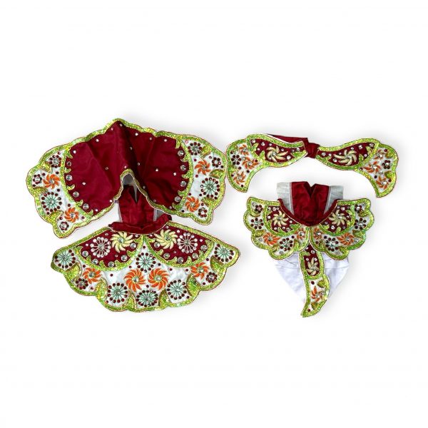 Radha Krishna Red & White Color Embroidery Dress 6" , 8"
