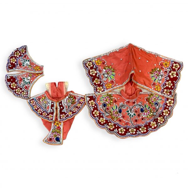 Radha Krishna Saffron Color Embroidery Dress (size 3" to 6")
