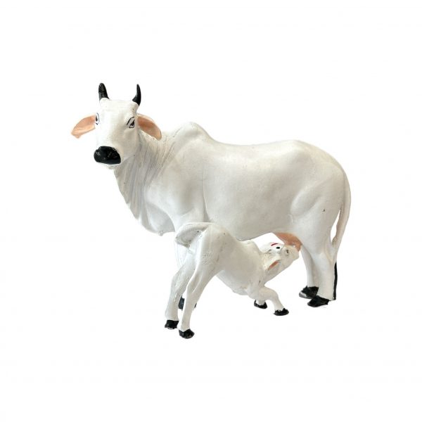 White Standing Cow With Calf 5"